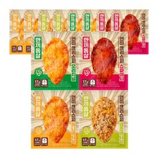 한끼통살 현미크리스피 닭가슴살 전체 혼합 12개입 (각 3개씩), 90g