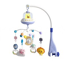 嬰兒床鈴 音樂搖鈴 故事機 多功能床鈴 音樂燈光 益智玩具, 豪華版【星空藍】, 1個