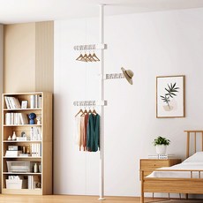 좁은 방 공간 활용 3구 천장형 폴행거 화이트 튼튼한행거