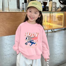(기모선택) 키즈 맨투맨 귀여운 주디 캐릭터 어린이 긴팔 상의 아동 봄옷 남아 여아맨투맨, 140cm, 핑크