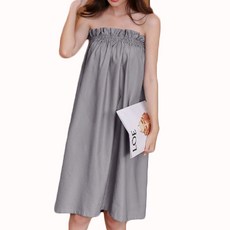 키밍 샤워가운 부드러운 탑 원피스 프릴 스타일, 그레이