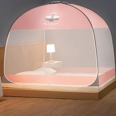 【格森】免安裝蚊帳蒙古包新款家用臥室, 摯愛天鵝【遮光防塵 防蚊防摔】,1.2m床【1.2寬x2.0長】