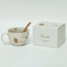 PEANUTS by SCHULZ 史努比陶瓷麥片碗 + 湯匙組, 1個, 混合色