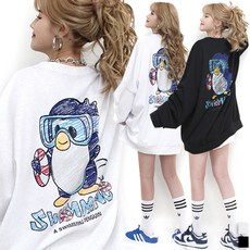 통통마녀 ] 펭귄 맨투맨 2 컬러 남여공용 / 6XL / 오버사이즈 [ 기모 포함 판매 ]