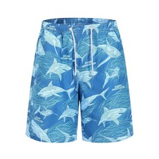 夏季印花男士沙灘褲, 藍鯨魚