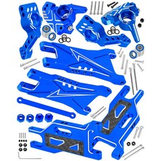 BRCatWPark RC 알루미늄 서스펜션 암 및 캐스터 블록 스티어링 베어링이 장착된 리어 스텁 액슬 캐리어 업그레이드 부품 1/10 Senton/Granite/Vortex, Navy Blue - (A-arm-steering Bl