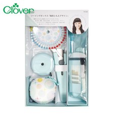 Clover可樂牌篠原友惠設計針線盒74-544 (剪刀、線、針插、珠針、縫紉針、錐子、線頭剪、水溶鉛筆), 1個