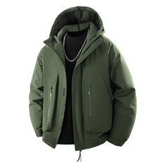 工裝防風保暖石墨烯發熱兔絨內裏羽絨服外套 戶外登山滑雪情侶款 (短款棉服)