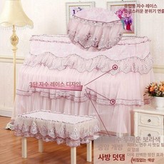 피아노 덮개 천레이스 레이스 피아노커버 피아노의자 커버, 표준 피아노커버+싱글벤치커버, 1개, 다이아몬드 벨벳 3단 퍼플 풀커버