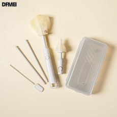 DFMEI 嬰兒硅膠奶瓶刷清潔工具寶寶專用便攜旅行裝瀝水杆收納套裝杯刷架, 淺灰色:如圖, 1個
