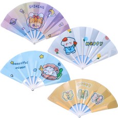 Juninimall 折疊式扇子 4種組, 4種折扇, 混色, 1組