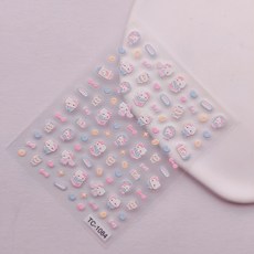 RoseAria 산리오 3D 캐릭터 네일 스티커, 1개, 화이트 + 핑크 + 블루 + 옐로