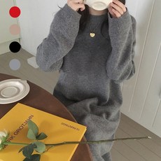 Titikong 여성 니트 라운드 긴팔 미디 오버핏 빅사이즈 롱원피스 임부복