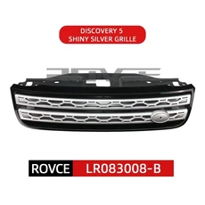 ROVCE 프론트 범퍼 ABS 그릴 랜드로버 디스커버리 5 2017-2021 L462 메쉬 블랙 그레이 스타일 자동차 액세, 01 CN, 01 silver