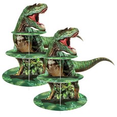 바쿠티 2팩 빠른 생일 테마 컵케이크 파티 트럭 장식 레이스카 용품 추천 자동차 스탠드, Dinosaur