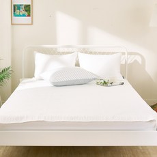 띵스룸 3중직 냉감패드 쿨매트 여름 침대패드 오코텍스 인증, 냉감)모노그램 화이트