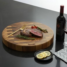 딱다구리 엔드그레인 플레이팅 원형도마, 우드, 1개