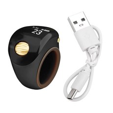 3색 링형 디지털 손가락 카운터 타입 75mah 충전식 조절 가능 OLED HD 화면 디스플레이 미니 탈리, Black, 1개