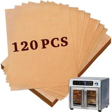 카웨인드 120개 에어프라이어 라이너 10인치 x 11인치 일회용 에멀 래가시 26쿼트 프렌치 도어 360 호환 유산지 시트 액세서리용, 120 Pcs Parchment