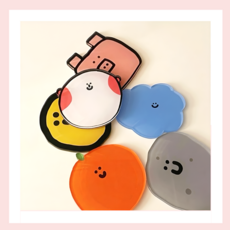 담이즈 귀여운 캐릭터 아크릴 컵받침 코스터 세트, 6개, 혼합