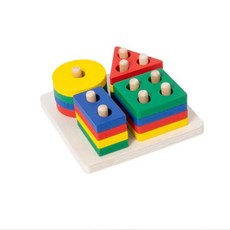 臺灣發貨兒童懞氏早敎套柱玩具幾何形狀配對敎具積木寶寶串珠益智智力玩具, 1個, 彩色普通四套珠