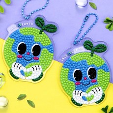 학교 계기교육 지구야 사랑해 보석십자수 키링, 1개, 상세페이지 참조