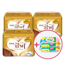 금비 속기저귀 라운드형 30p 3팩+보솜이 물티슈 캡형 60매 2팩, 1개