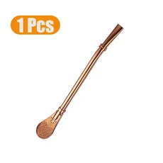 Yerba Mate 차 빨대 스테인레스 스틸 마시는 필터 금속 세척 가능 커피 칵테일 바 액세서리 1-10 개, 18 Gold 1PCS