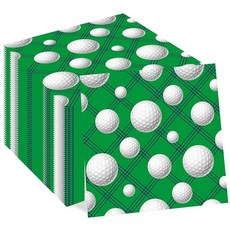 40피스 골프 일회용 종이 냅킨 골프공 점심 디너 식기 일회용 종이 냅킨 블랙 그린 격자 무늬 화이트 골프공 파티 테마 생일 파티 스포츠 피크닉 바베큐용
