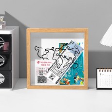 여행 티켓 보관함 여행기록 수납박스 포토 앨범 명함 수집 상자, 20x20cm, 1매, 우드컬러 1개