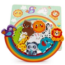 제사오스토어 원목 무지개 밸런스 쌓기퍼즐 동물 유아균형놀이 소근육발달 돌봄기관 쌓기장난감