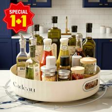 루메이드 미끄럼방지 다용도 고급형 회전 트레이 2개1세트, 크림화이트