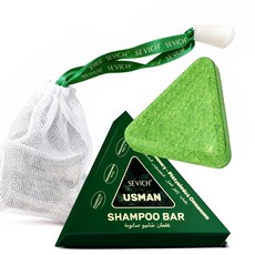 SEVICH Usman 그래스 샴푸 바 포밍 네트 네이처 트라이앵글 샴푸 바 모발 강화용 3-in-1 식물 오일 농축액 모든 모발 유형용 여행용 사이즈 120g, Green