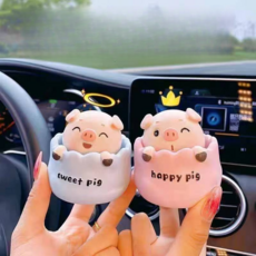 고개를 젓는 돼지 자동차 장식품 차량용 중앙 제어 장식품., 2개, 핑크색