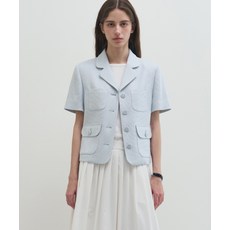 [국내매장정품] 드로우핏 DRAW FIT 우먼 DRAWFIT WOMEN 반팔 트위드 테일러드 자켓 [SKY BLUE] DFWMJK5201SBL 169775