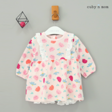 큐비앤맘 케이트 플라워 긴팔 원피스 브루머 세트