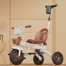 다기능 세발자전거 삼륜 접이식 음악 손수레 자전거, 1개, 10. 푸시 브라운