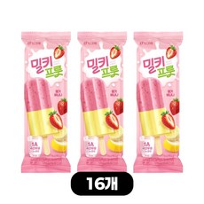 빙그레 막대 바 아이스크림 밀키프룻 딸기바나나, 16개, 75ml