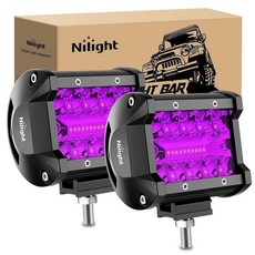 Nilight 해양 LED 조명 포드 내비게이션 조명 2피스 10.2cm(4인치) 화이트 스팟 플러드 콤보 폰톤 보트 데크 도크 조명 야간 낚시용 T-탑 스턴 요트 포트 범선, 퍼플 LED 포드