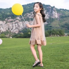 韓系女童娃娃領紗裙