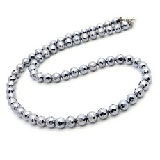 골드 스톤 테라헤르츠 광석 목걸이 6mm 128면 컷 미러볼 컷 파워스톤 천연석 마그넷 타입 길이 약 40cm