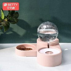 고양이 강아지 급수기 자동 음수대 필터 정수기 애견, B. 버블 피더 드링커 더블 볼  핑크, A. 보편적 고양이와 개 입을 젖지 않고 전복