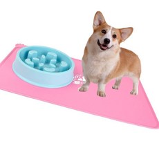 반려동물 식기 매트 핑크 애견논슬립매트 식기매트 고양이물그릇