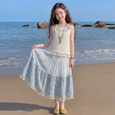 女童夏裝吊帶連衣裙 沙灘裙