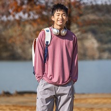 투니스 남성 심플 단색 라운드넥 긴소매 티셔츠
