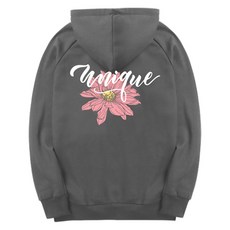 Auraq 中性款圖案印花刷絨連帽長袖衛衣 P11