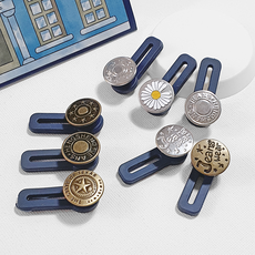 요술 단추 똑딱이 단추 매직 바지 단추 밴드형 허리 줄이기 늘리기 조절 청바지 수선, D0213. 실버 진 웨어, 1세트