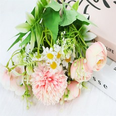 웅스토어 조화꽃다발 테이블 센터피스 구성, 핑크