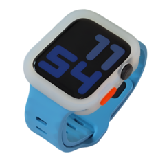 리브이즈 애플워치 호환 실리콘 케이스 스트랩 밴드 세트, 1 반투명 케이스+블루스트랩