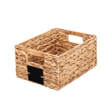 dayneeds 小田草植編織提把收納籃含小黑板，天然材質收納箱，附提把方便搬運，可重複使用, 【dayneeds】小田 草植編織-提把收納籃(含小黑板), 6件
